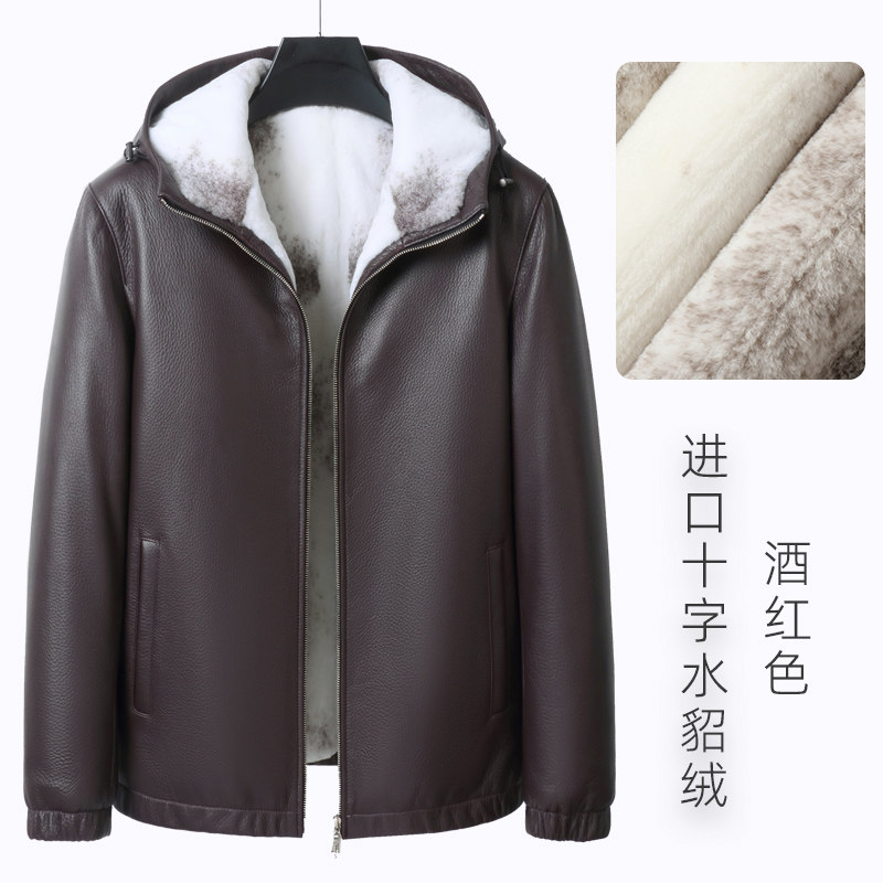 进口真鹿皮皮衣男2025新款冬季加厚十字貂内胆外套整貂皮草短款