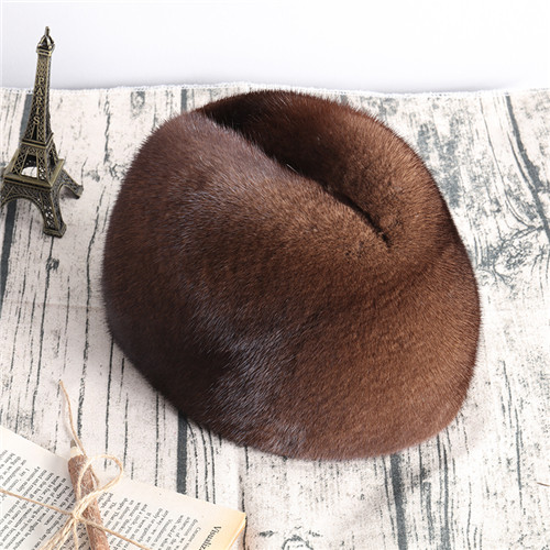 美国进口水貂毛帽子男士整貂皮草绅士帽休闲加厚护耳防寒保暖礼帽