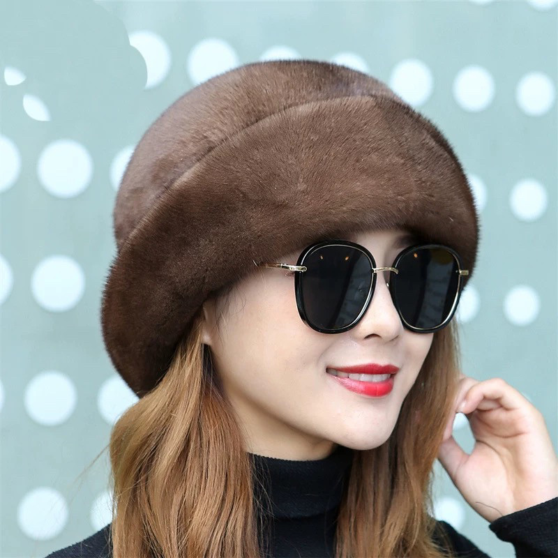 正宗美国进口整皮水貂帽子保暖气质女帽减龄时尚貂皮妈妈百搭礼帽