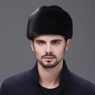 美国进口皮草帽子冬保暖棉帽子水貂貂皮帽子男整貂中老年人总统帽