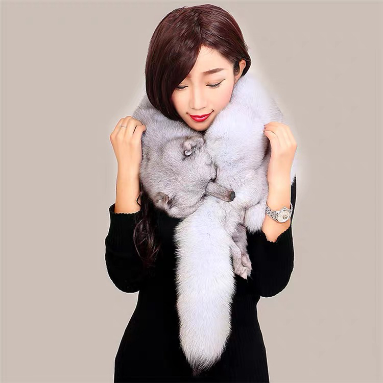 正宗芬兰进口整只狐狸皮围脖围巾真狐狸毛女整张皮草狐狸围巾披肩