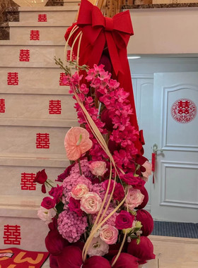 婚礼布置桌花结婚粉色房间床头花