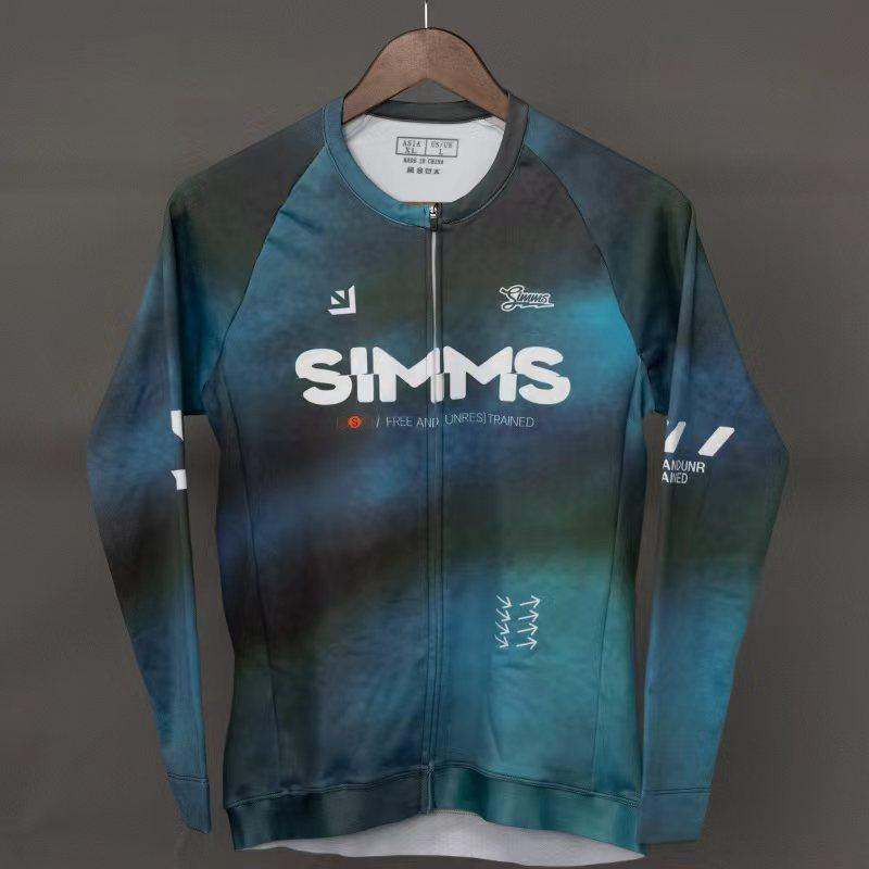 SIMMS秋冬公路骑行服抓绒长袖修身渲染渐变男女同款 抗寒保暖
