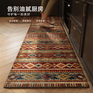 美式 复古厨房吸水吸油地垫民族风免洗防油污地毯家用长条防摔脚垫