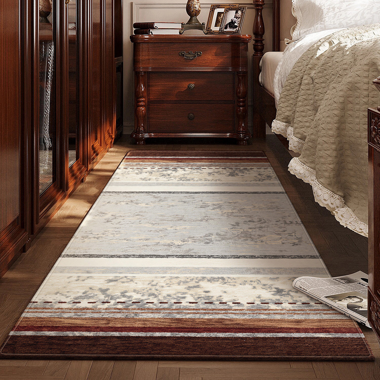 卧室床边地毯欧式复古风主卧房间客厅沙发茶几地垫防水防污好打理,居家布艺,地毯,淘宝优惠券,粉丝福利购,淘宝优惠卷