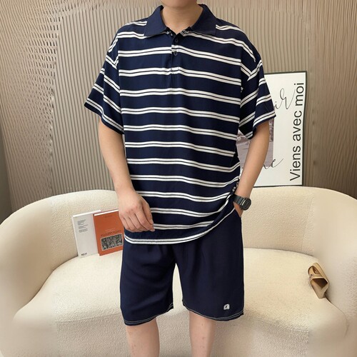 棉绸上衣男士2025夏季大码宽松翻领衬衫休闲t恤人造棉短袖polo衫