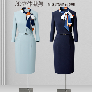 职业连衣裙气质女神范客服接待礼仪服装前台工作装女美容院工作服