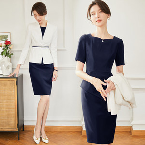 气质职业套装女士夏季时尚连衣裙西装裙小香风套裙案场两件套礼仪
