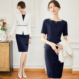 气质职业套装女士夏季时尚连衣裙西装裙小香风套裙案场两件套礼仪