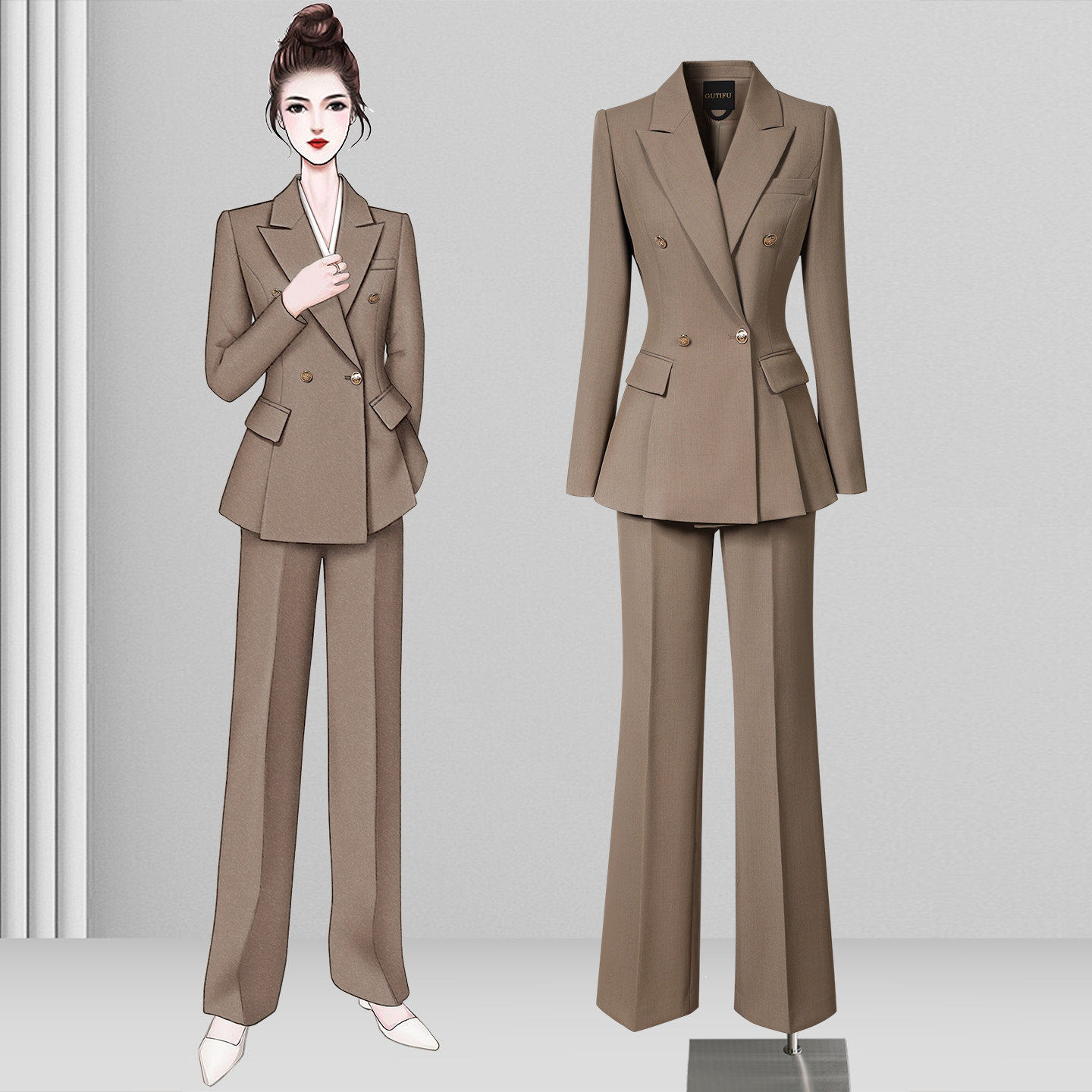 秋冬商务正装女套装气质修身时尚高端西装阔腿裤律师职业装工作服