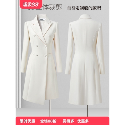 春秋职业连衣裙正式场合西装裙艺考播音主持人正装美容院工作服女