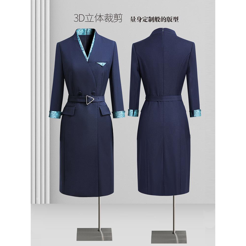 职业连衣裙女春秋新款修身气质名媛职场上班工装酒店珠宝店工作服