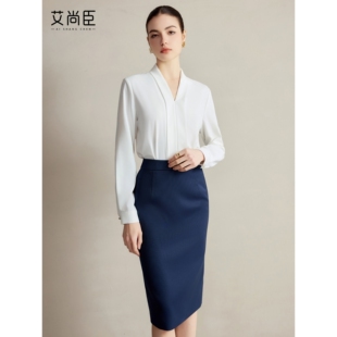 艾尚臣白色衬衫套装裙女职业正装商务西服半身包臀两件套工作服秋
