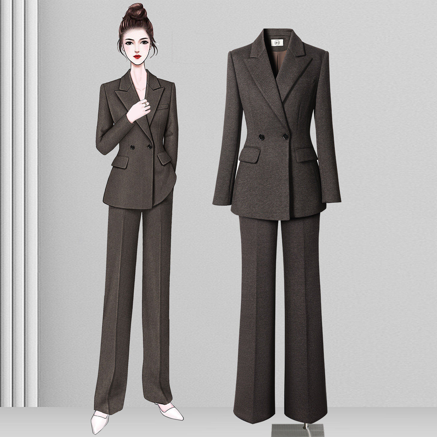 高端羊毛西装套装女秋冬厚款高知老钱风西服外套职场商务通勤正装