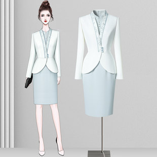新中式西装外套女空姐制服职业套装高端美容院酒店茶楼迎宾工作服