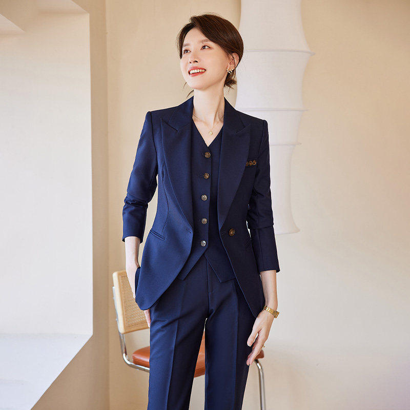 诗璐雅通勤西装三件套女时尚洋气高级感气质西服马甲职业套装秋冬