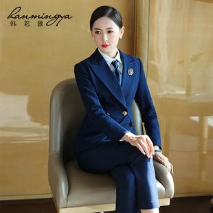 韩茗雅春秋高端职业西装套装女气质西服马甲售楼部工作服物业工装