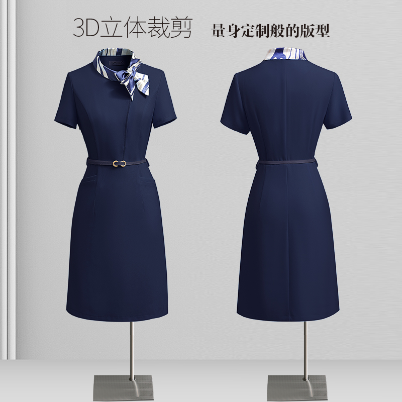 职业连衣裙夏季女装新款美容院工作服时尚通勤干练气质珠宝店工装