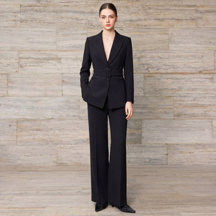 商务女神范职场上班通勤穿搭ol 女高级感职业装 艾尚臣黑色西装 套装