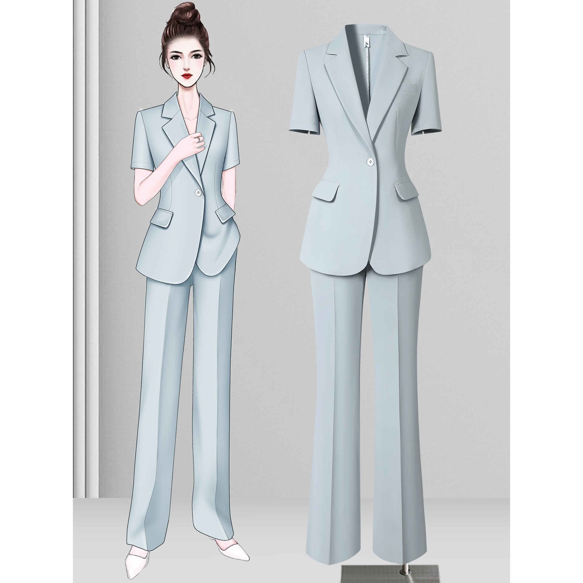 职业西装套装女夏薄款2025新款气质高端案场客服经理美容院工作服