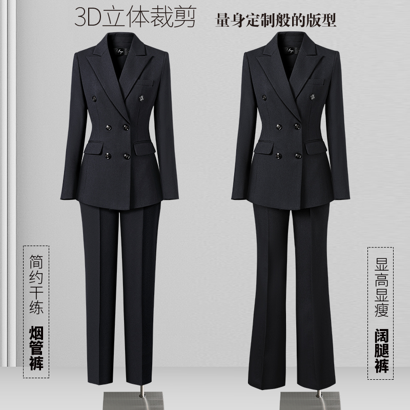 黑色西装套装女春秋2025新款职业正装高级感上班大学生面试工作服