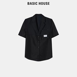 外套女夏季 薄款 House 短袖 设计感西服上衣夏 百家好黑色西装 Basic