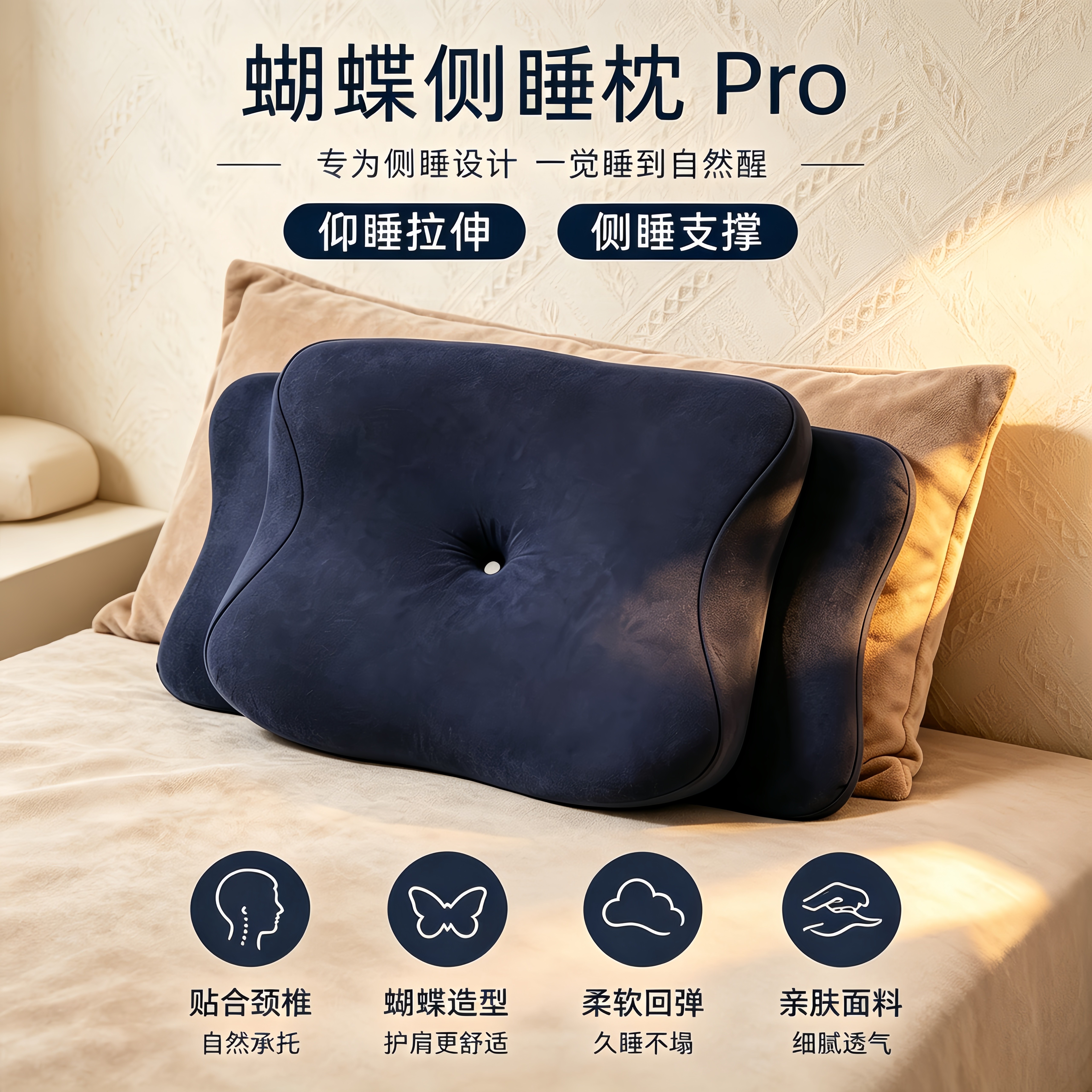 蝴蝶枕记忆棉枕头秋冬款护颈椎枕芯侧睡仰睡趴睡专用深度睡眠家用