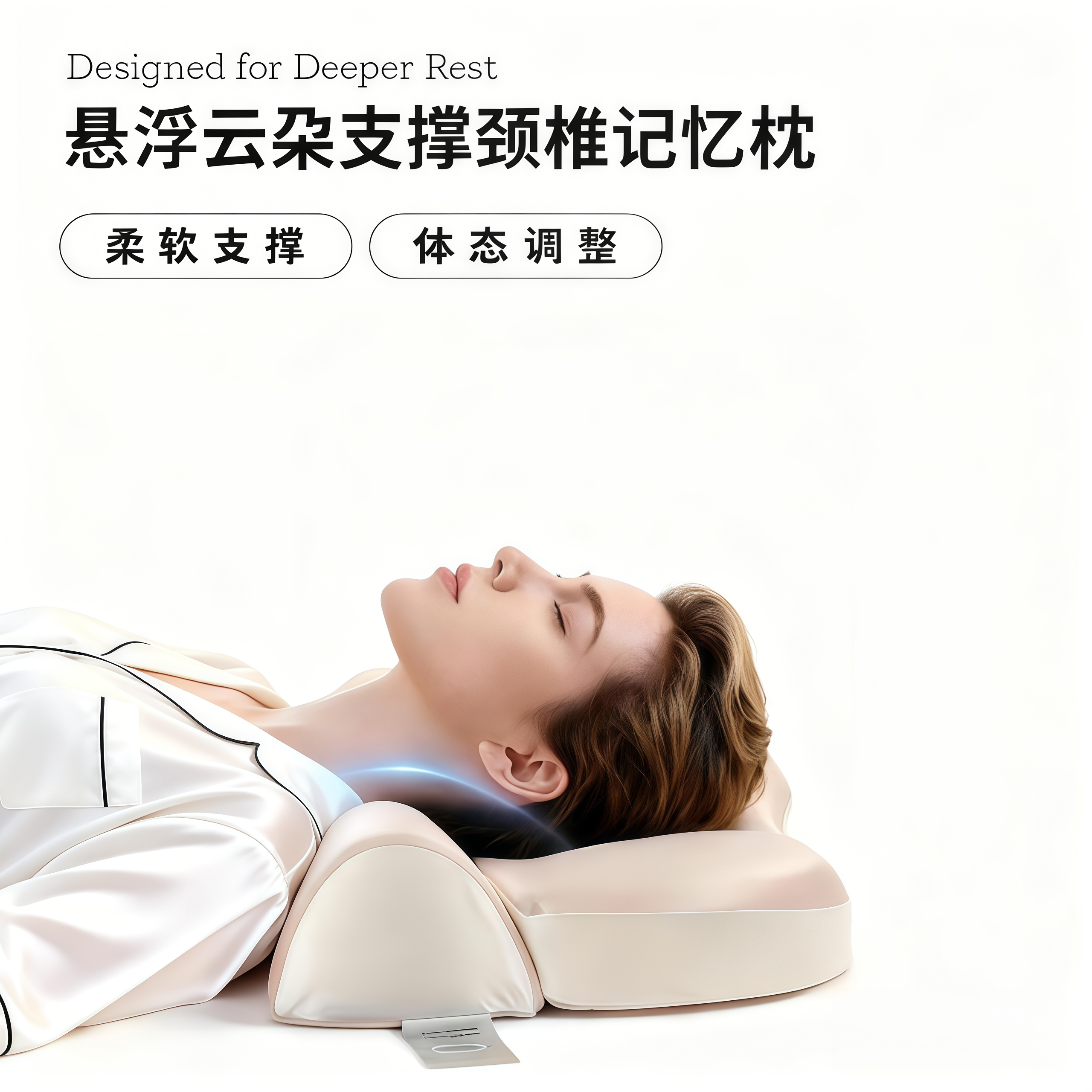 悬浮云朵颈椎支撑记忆枕颈部慢回弹记忆棉枕支撑反弓护颈体态家用,床上用品,记忆棉枕,淘宝优惠券,粉丝福利购,淘宝优惠卷