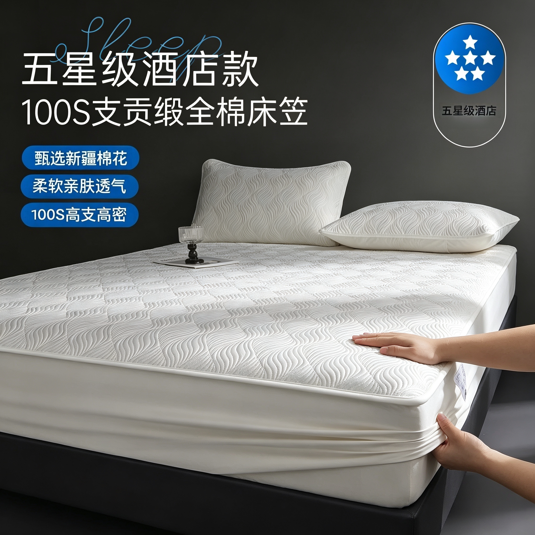五星级酒店100支全棉夹棉床笠罩纯棉加厚床罩全包床垫保护罩床套