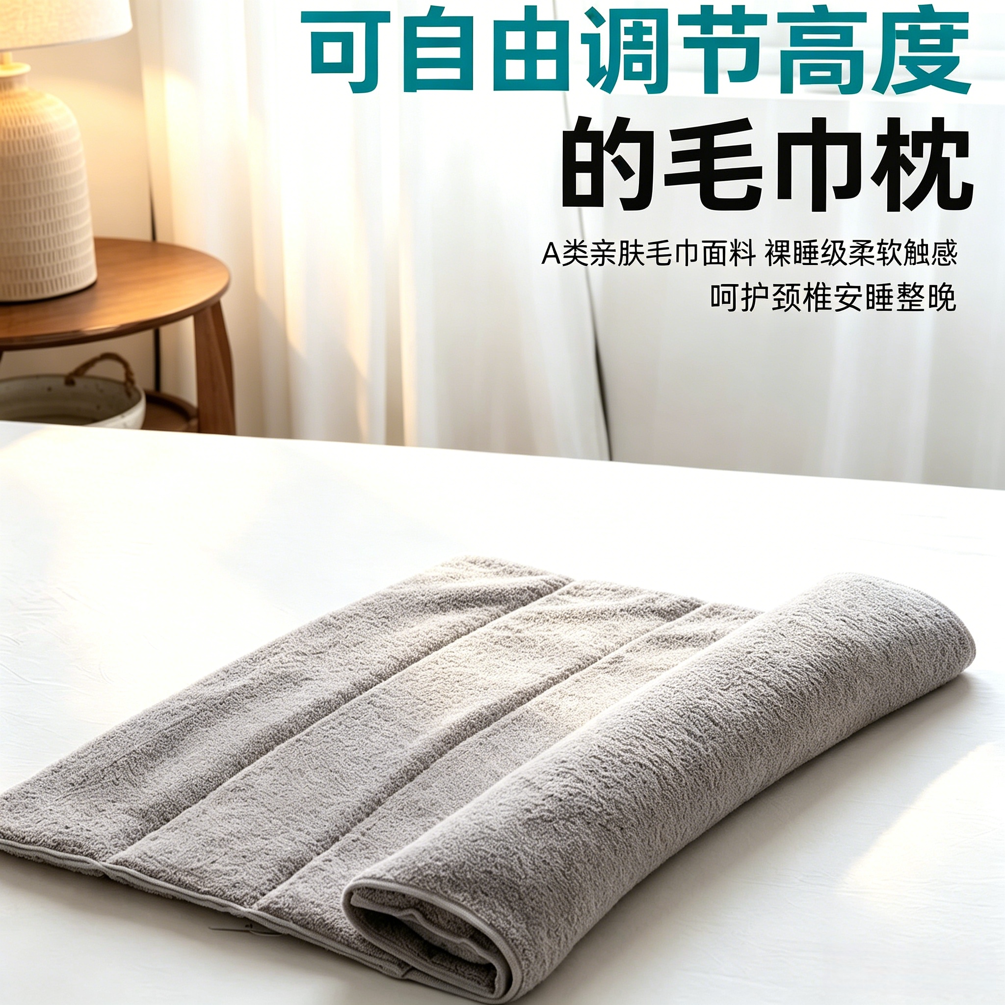颈椎枕头护颈椎助睡眠可调节毛巾枕圆柱形护颈枕压迫神经专用枕头