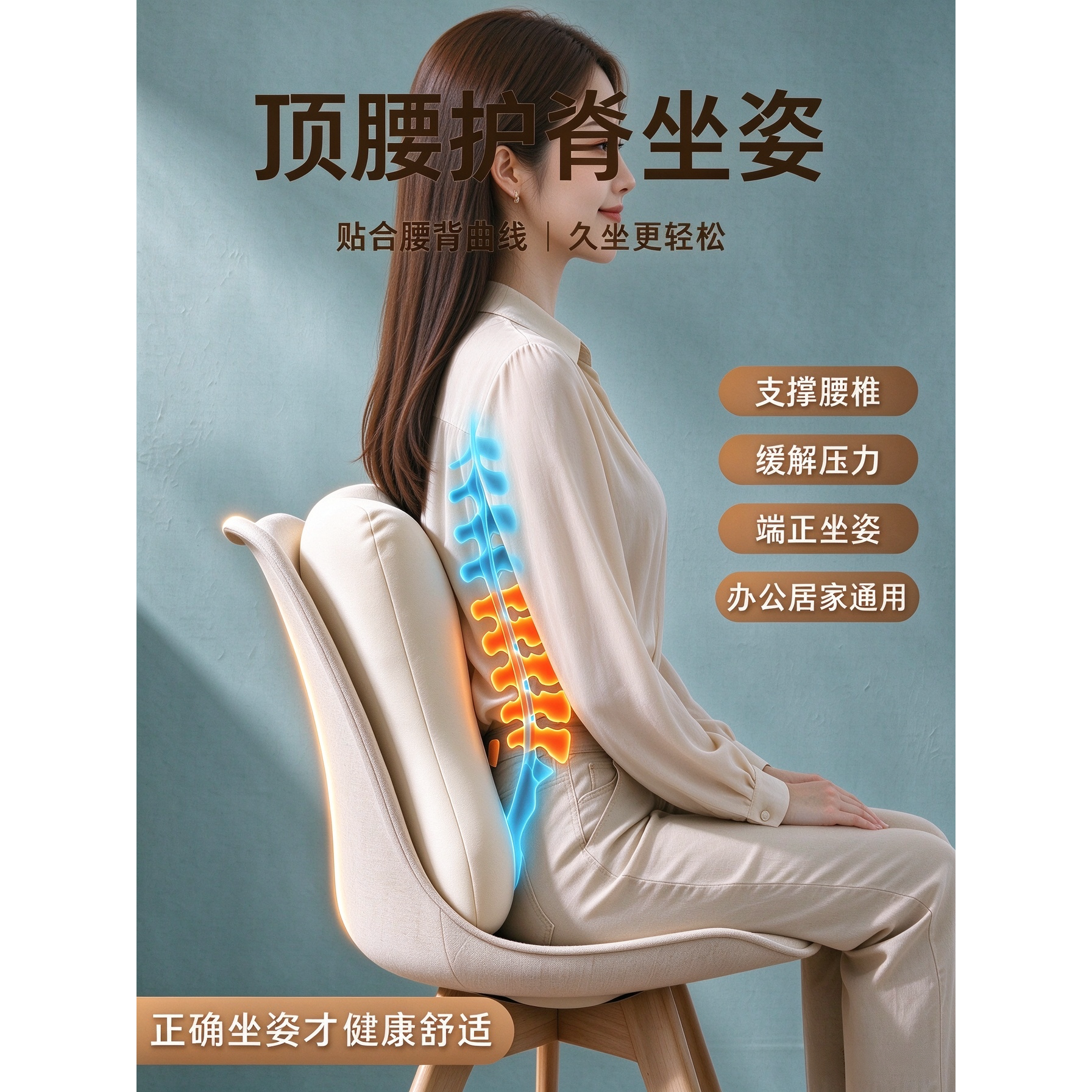 日本椅子抱枕护腰部沙发靠枕乳胶靠垫办公室腰靠腰枕腰垫靠背垫