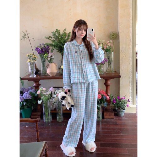 翻领睡衣女2026秋大码家居服套装