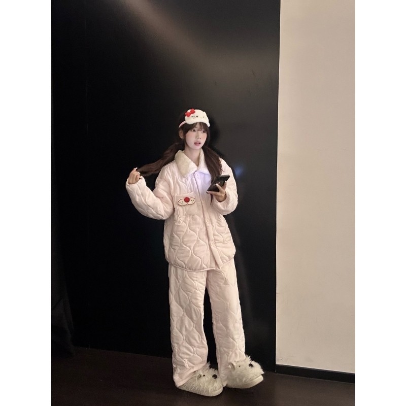 少女甜美风卡通酷猫夹棉睡衣女冬季新款加厚保暖可外穿家居服套装,女士内衣/男士内衣/家居服,睡衣/家居服套装,淘宝优惠券,粉丝福利购,淘宝优惠卷