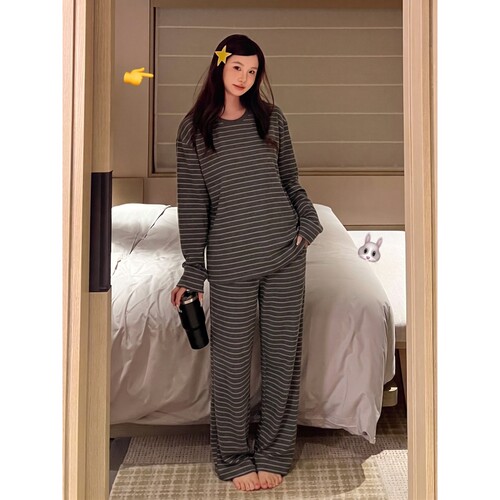 睡衣女2026秋宽松亲肤家居服套装