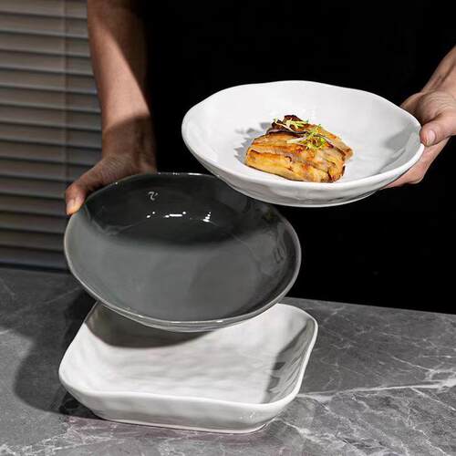 尚行知是灰白布纹用碗碟餐具家2023款新别特好看的陶瓷饭碗面碗菜