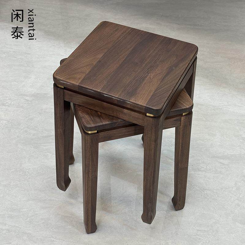北美黑胡桃木高凳带铜马脚闲泰餐凳可加书桌凳学习凳轻脚叠蹄奢整
