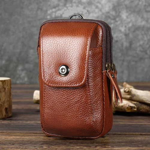 Поясная сумка, барсетка, кожаный ремень для пожилых людей, водонепроницаемый универсальный мобильный телефон, из натуральной кожи, для среднего возраста