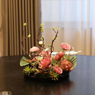 高档宴会餐桌花摆花酒店大小圆桌仿真花转盘中间摆件假花包厢装饰