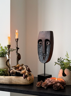 侘寂风中古风蜡烛木质托盘装饰