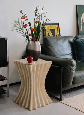 氧化镁复古创意罗马柱沙发边几家用客厅沙发民宿可移动做旧茶几