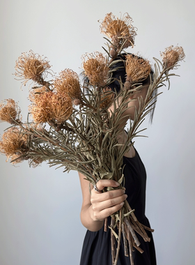 侘寂风天然干花针垫客厅插花装饰摆件永生花烟花菊民宿高级感花束