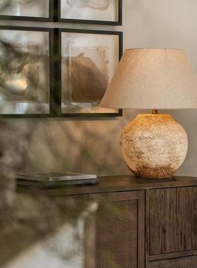 侘寂风日式卧室床头台灯摆件民宿酒店复古高级感陶罐落地装饰灯