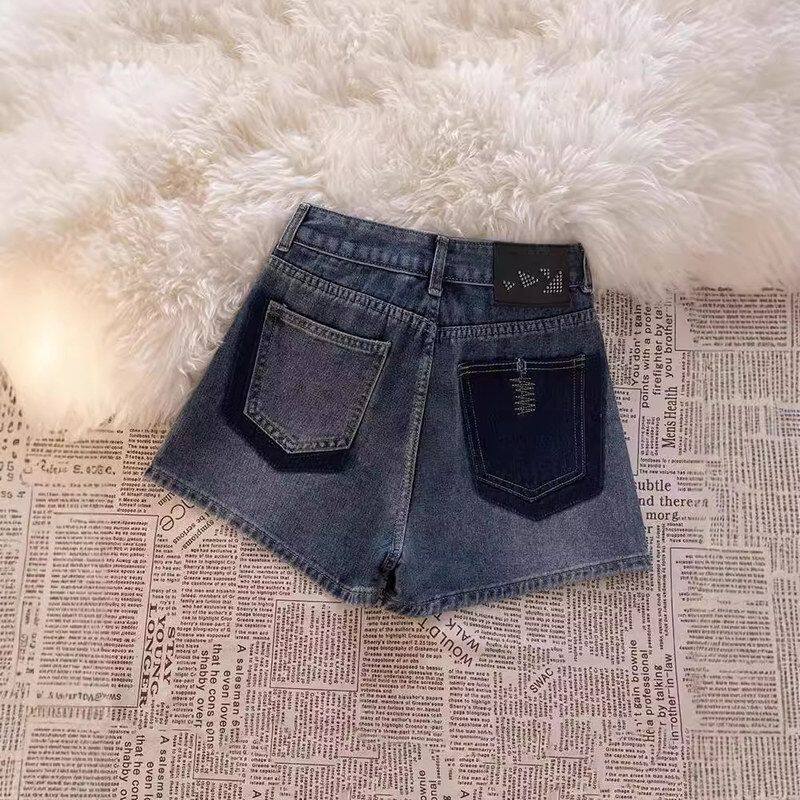 高腰牛仔短裤女夏季薄款2024年新款爆款宽松设计感小个子a字热裤