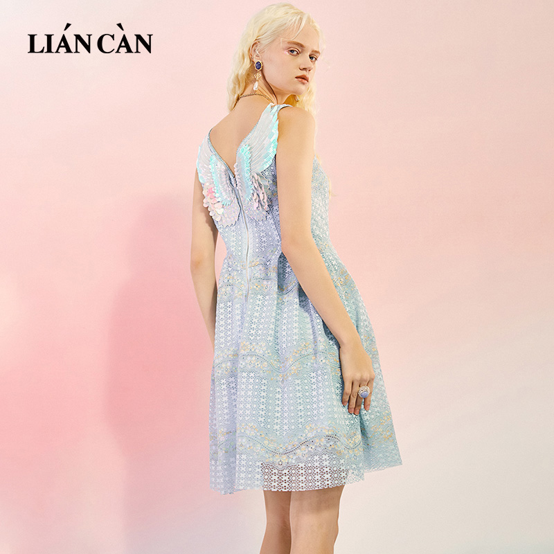 少女风A字裙聚酯纤维绣花