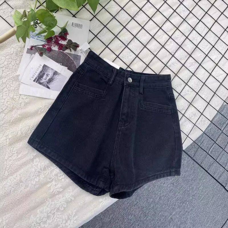 黑色高腰牛仔短裤2024年夏季新款显瘦百搭直筒裤子甜酷A字热裤女
