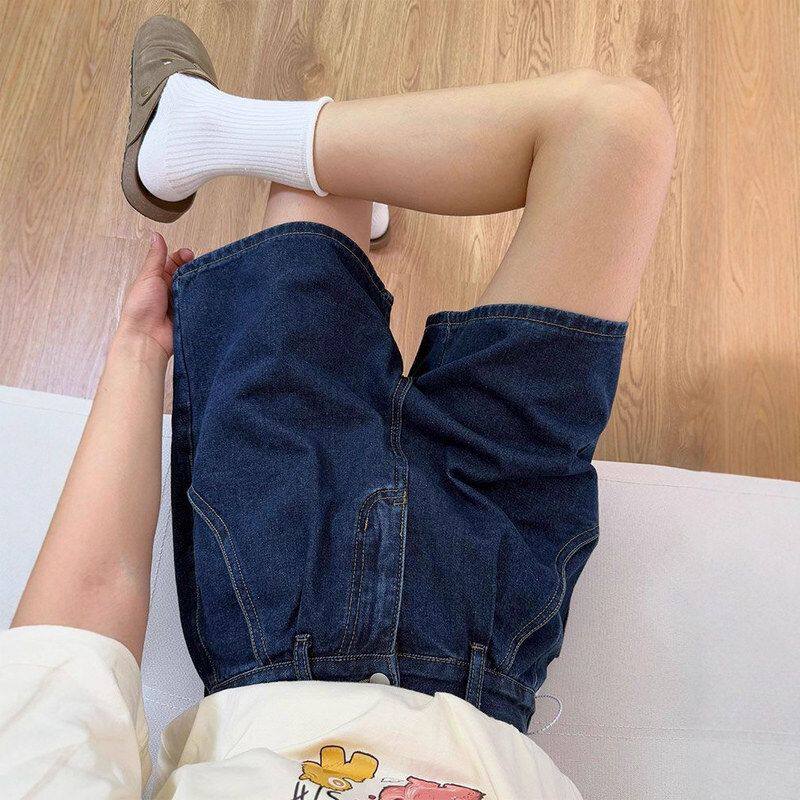 潮流爆款通勤牛仔短裤女夏季薄款胖mm高腰宽松显瘦遮肉阔腿热裤子