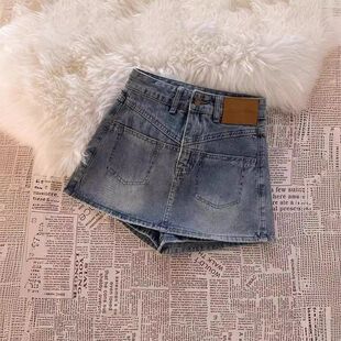 辣妹牛仔短裙裤女夏季薄款2025新款高腰显瘦复古包臀a字半身裤裙