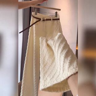 美式白色直筒牛仔裤女2026新款气质设计感高腰宽松显瘦窄版拖地裤