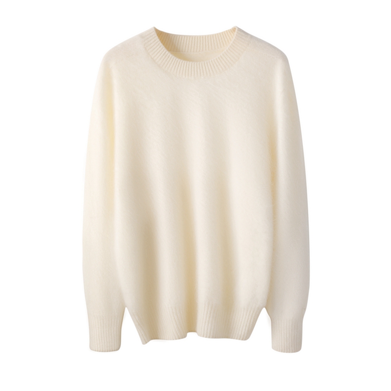 康赛妮拉绒100%山羊绒纯色长袖特价款圆领保暖内搭毛衣针织衫