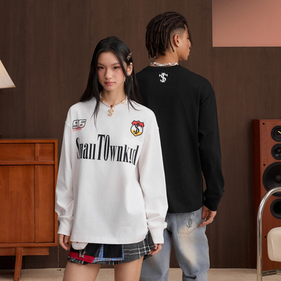 STK SmallTownKid 赛车基础长袖复古宽松打底潮流徽标男女上衣TEE